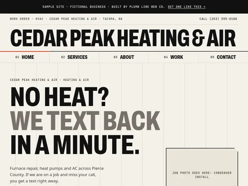 Screenshot of the hvac sample site